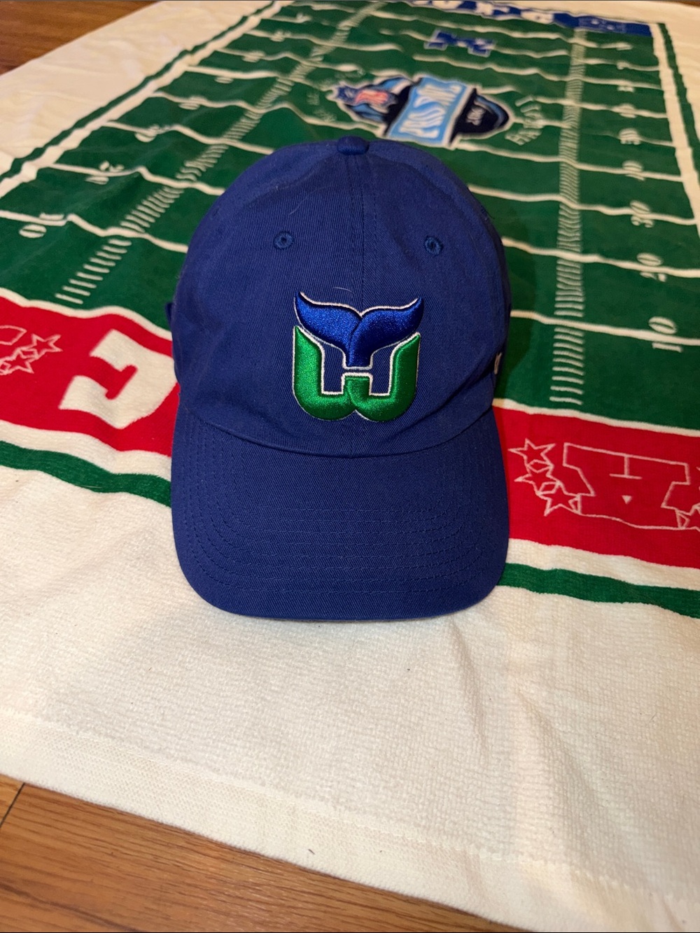 NHL Blue Cap with Green and White Hartford Whalers Logo
